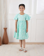 Blue Cotton Hand Block Printed Dress