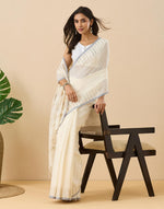 Natural Cotton Silk Blend Hand Woven Sari