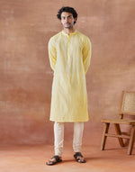 Yellow Cotton Chikankari Long Kurta