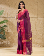 Purple Cotton Blend Sari