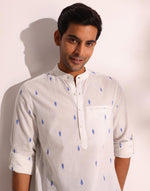 White Cotton Dobby Slim Fit Mid Placket Shirt
