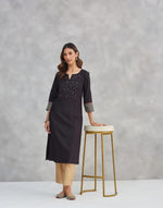 Black Viscose Silk Slim Fit Long Kurta