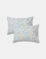 Teal Cotton Printed Bed Sheet With 2 Pillow Covers