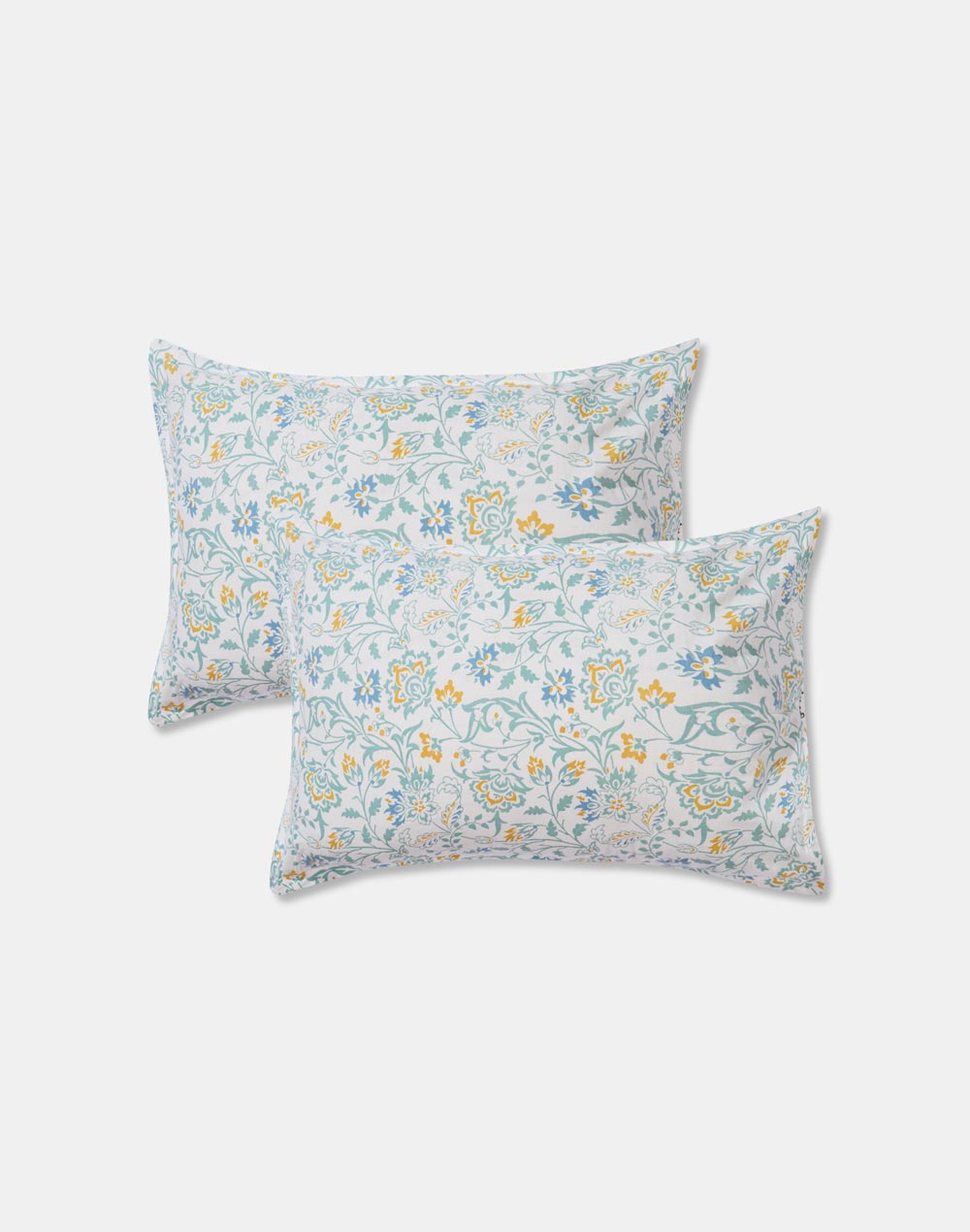 Teal Cotton Printed Bed Sheet With 2 Pillow Covers