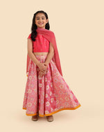 Pink Cotton Printed 3pc Lehenga Set