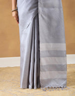 Grey Silk Blend Sari