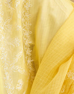 Yellow Cotton Silk Blend Chikankari Dupatta