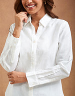 White Cotton Linen Slim Fit Shirt