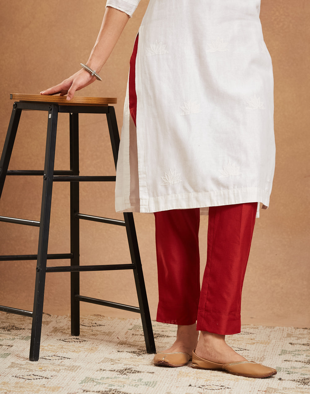 Maroon Cotton Silk Ethnic Pant