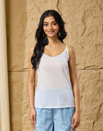 White-Blue Cotton Chikankari Top & Slip