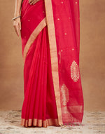 Magenta Cotton Silk Blend Chanderi Sari