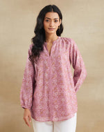 Pink Cotton Silk Hand Block Printed Clara Tunic