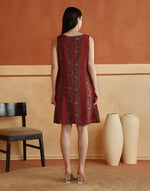 Texture and finish of the Red Block Print Floral Indian Short Dress by Fabindia UK