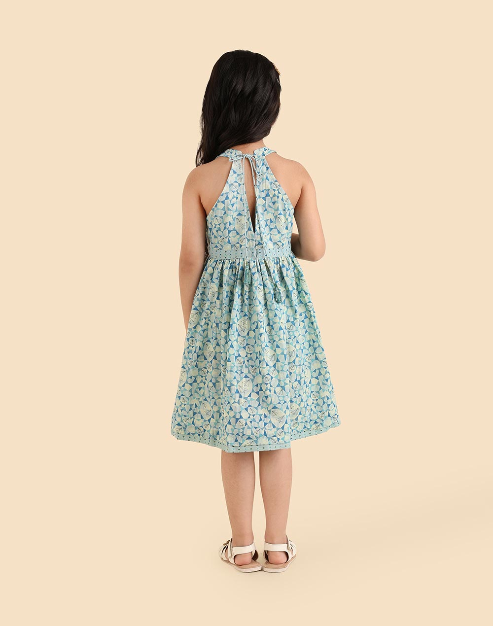 Blue Cotton Printed Dress