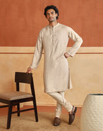 Natural Viscose Dobby Long Kurta for Men from Fabindia UK