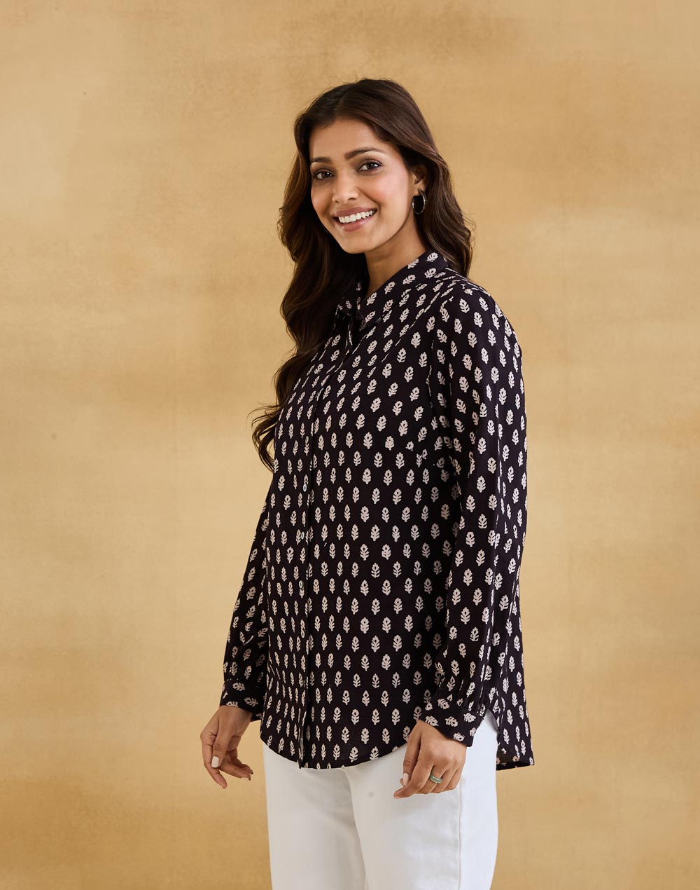 Black Cotton Bagh Printed Alma Shirt