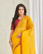 Mustard Cotton Silk Blend Maheshwari Sari