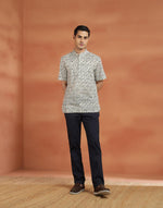 Blue Cotton Hand Block Printed Slim Fit Mid Placket Shirt