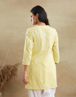 Yellow Cotton Chikankari Short Kurta