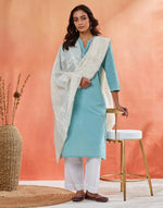 Natural Cotton Silk Chikankari Dupatta