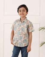 Teal Cotton Hand Block Printed Shirt
