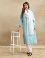 White Cotton Silk Blend Chikankari Stole