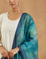 Navy Silk Hand Block Printed Dupatta