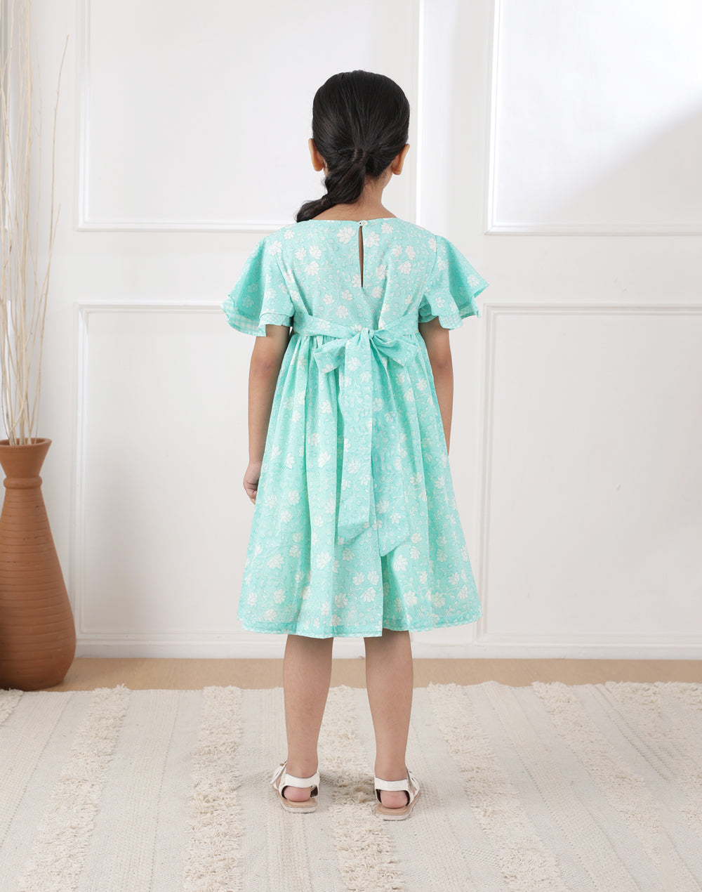 Blue Cotton Hand Block Printed Dress