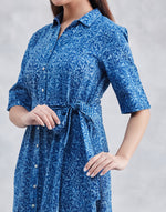 Indigo Cotton Dabu Midi Dress