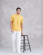 Mustard Cotton Mid Placket Shirt