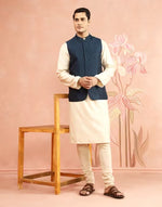 Blue Nehru Jacket styled for weddings and festive layering