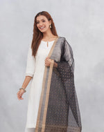 Black Silk Blend Hand Woven Dupatta