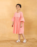 Pink Cotton Chikankari Bluebell Dress