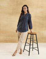 Indigo Cotton Ajrakh Printed Tunic
