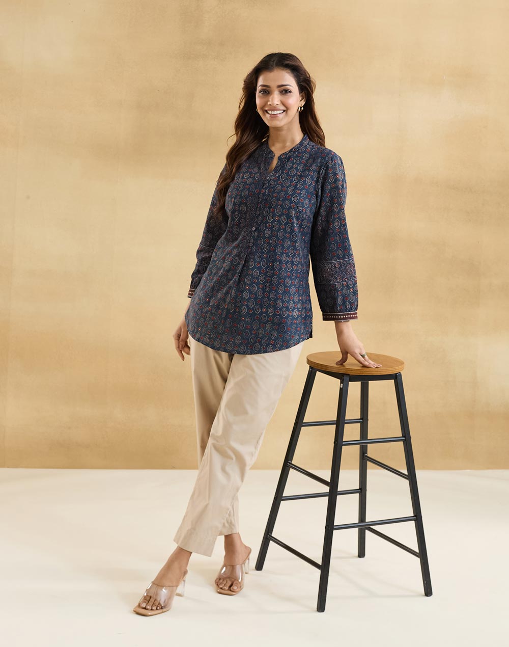 Indigo Cotton Ajrakh Printed Tunic