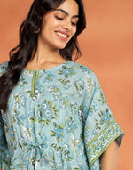 Blue Cotton Hand Block Printed Kaftan