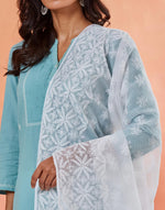 White Cotton Silk Blend Chikankari Dupatta