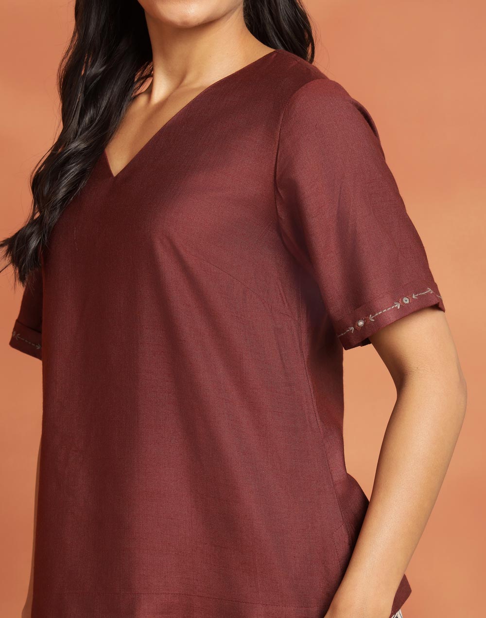 Orange Viscose Silk Top