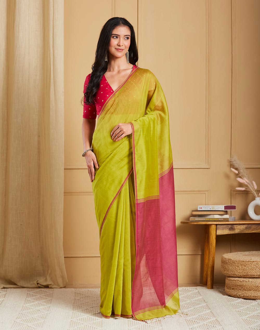 Green Viscose Silk Hand Woven Wonders Sari