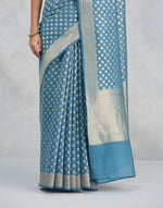 Blue Cotton Silk Blend Banarsi Sari