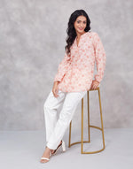 Pink Cotton Silk Hand Block Printed Tunic