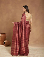 Wine Viscose Silk Blend Sari