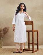 Offwhite Cotton Chikankari Long Kurta