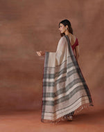Beige Cotton Silk Blend Woven Wonders Maheshwari Sari