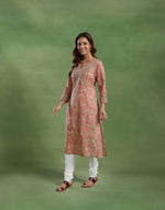 Orange Cotton Long Kurta