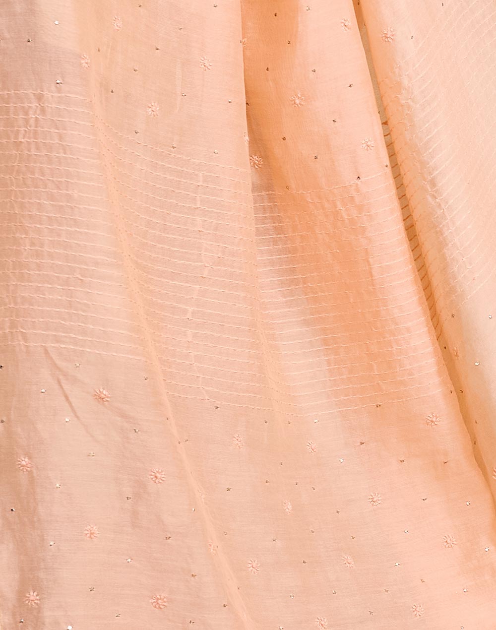 Orange Cotton Silk Blend Chikankari Dupatta