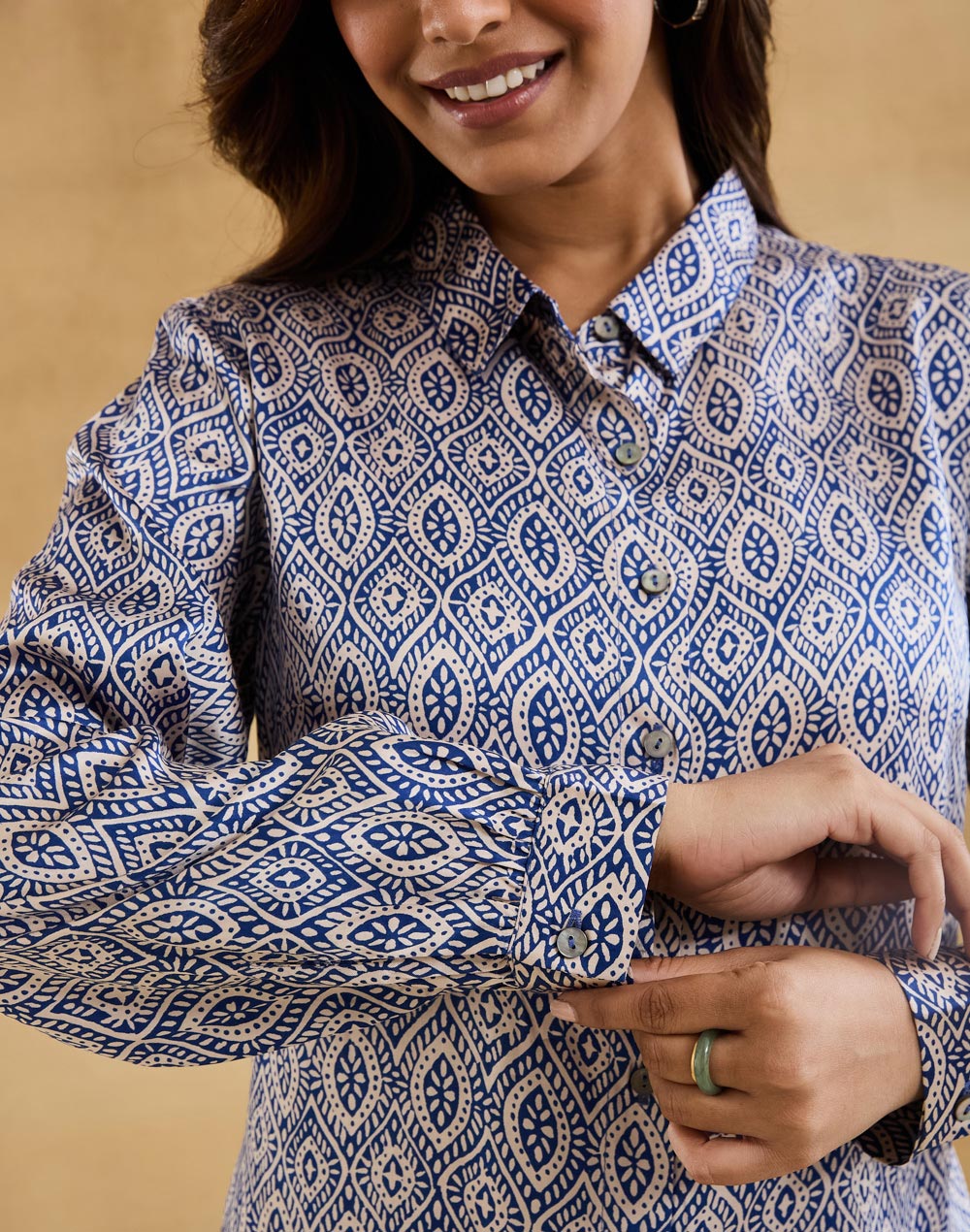 Beige Rayon Blend Allure Shirt