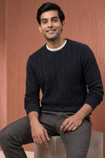Navy Cotton Blend Sweater