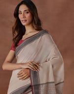 Beige Cotton Silk Blend Woven Wonders Maheshwari Sari