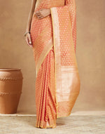 Orange Viscose Blend Banarsi Sari